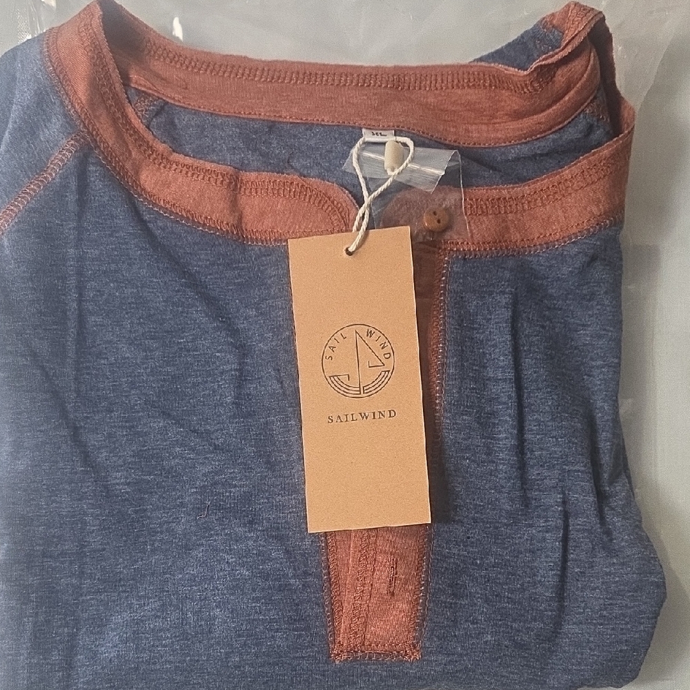 Men's Blue and Brown Shirt